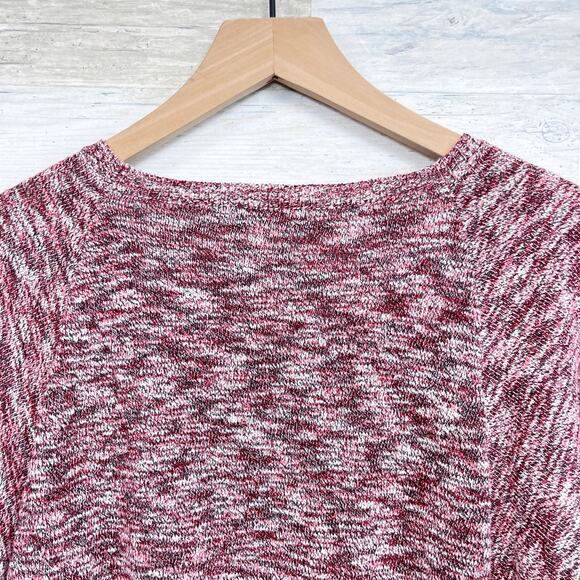Lilla P Ruffle Marled Knit Sweater Red Boat Neck Cotton Blend Womens Small - Picture 5 of 7